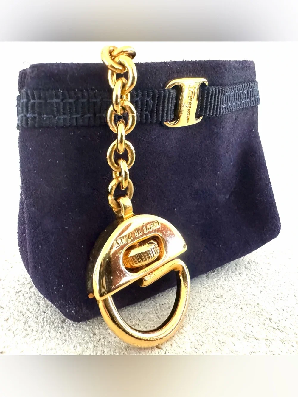 SALVATORE FERRAGAMO Gancini Suede Mini Coin Purse Key Pouch Italy